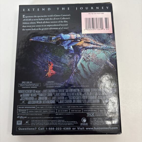 Avatar Extended Blu-Ray Collector's Edition‎ (3 Disc Blu-ray, 2009) Slipcover - Picture 2 of 6